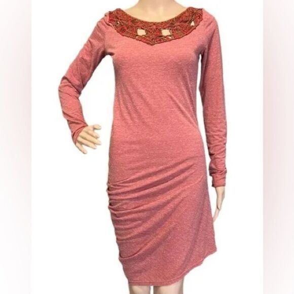Free People Macrame Crochet Long Sleeve Body Con Dress‎ - Picture 1 of 5
